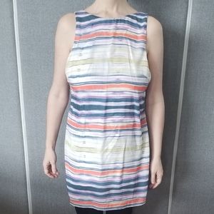 (M) Minty Meets Munt Long Top/ Open Back Stripes Rainbow Pastel Art Deco Cutout